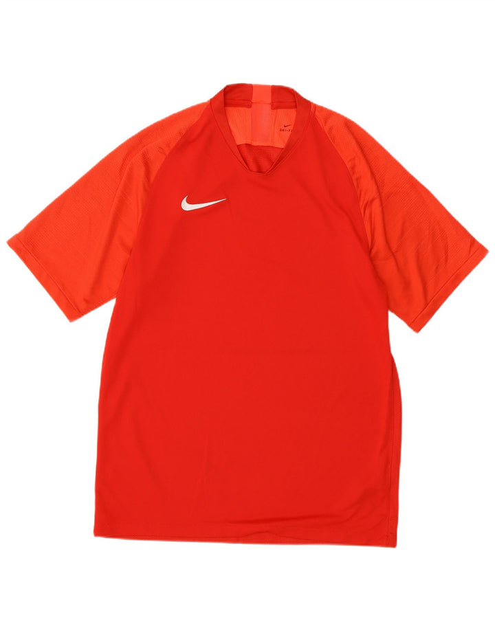 T-shirt Nike da uomo Dri Fit, top in poliestere color block rosso medio