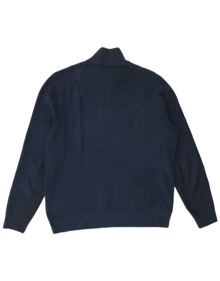 Maglione da uomo Marks & Spencer con zip e collo grande in cotone blu navy