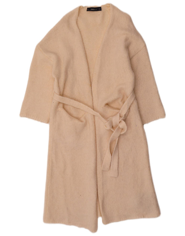 Maglione cardigan con maniche lunghe a 3/4 da donna Zara UK 10 piccolo Beige