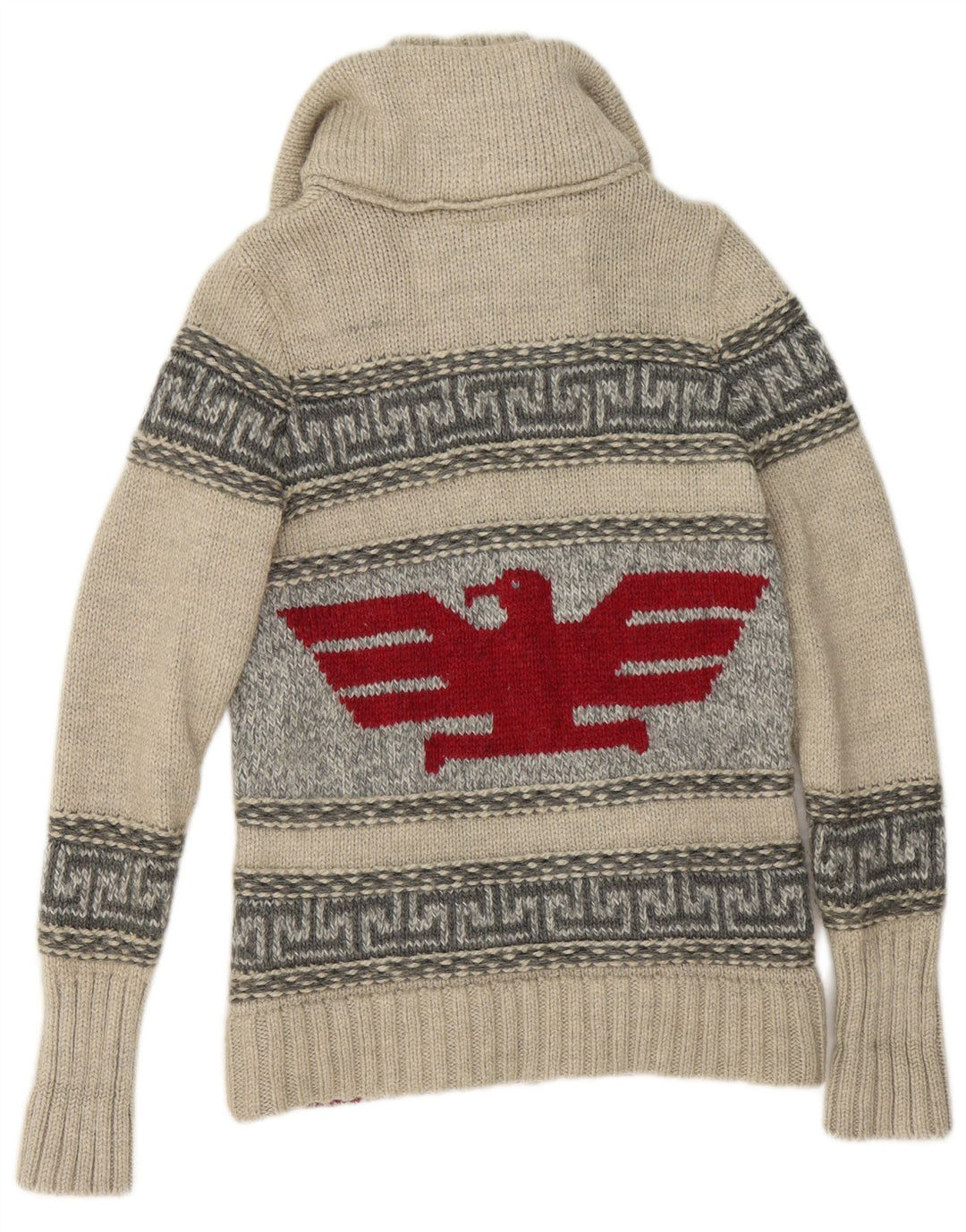 Maglione cardigan con zip intera grafica da uomo Superdry in lana geometrica grigia piccola