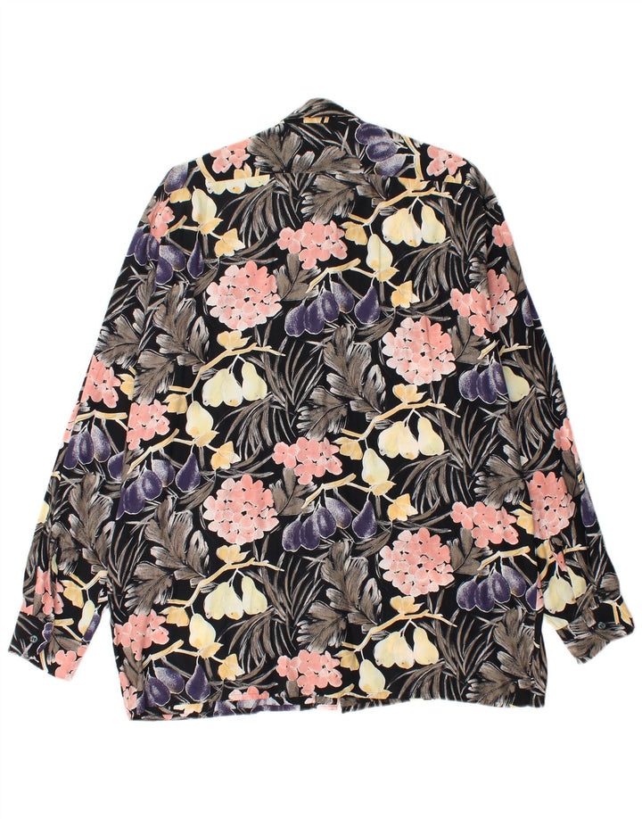 Camicia pullover da uomo ELSBACH taglia 41/42 grande viscosa floreale nera