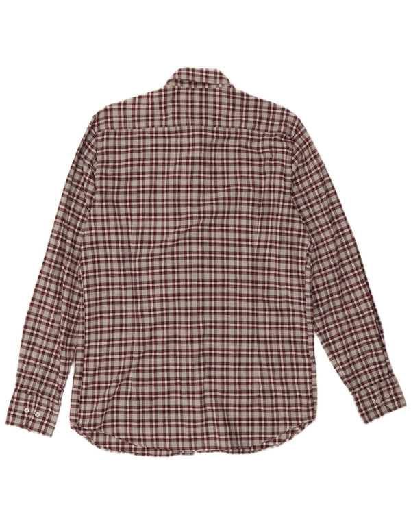 Camicia da uomo in flanella di Massimo Dutti in cotone a quadri bordeaux medio