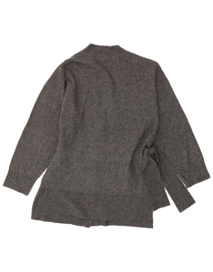 Maglione cardigan lungo da donna ZARA vestibilità ampia UK 10 piccolo acrilico grigio