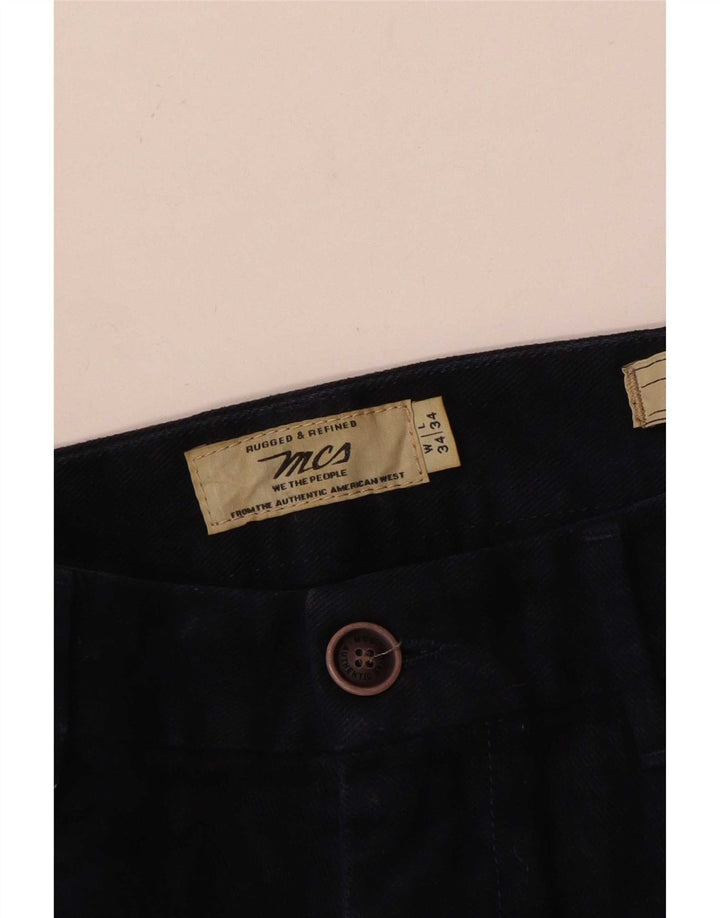Pantaloni chino dritti da uomo Marlboro Classics W34 L28 Blu navy