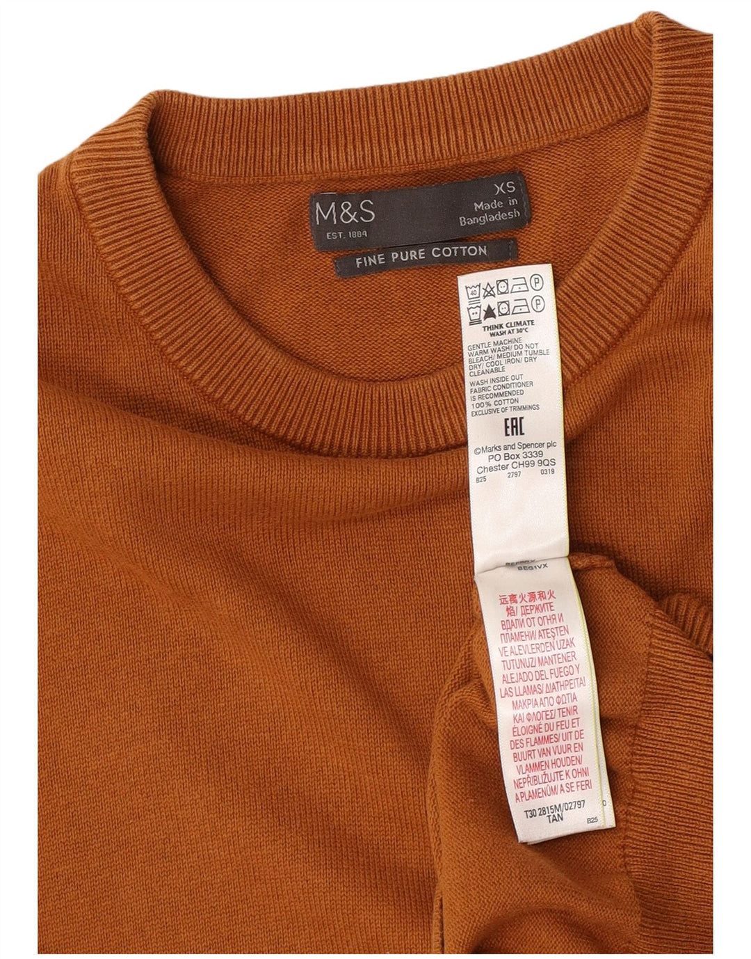 Maglione maglione girocollo da uomo Marks & Spencer XS in cotone marrone