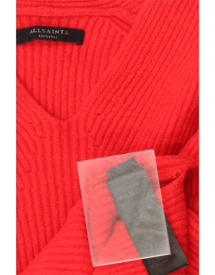 Maglione maglione oversize con scollo a V da donna All Saints UK 14 Lana rossa media