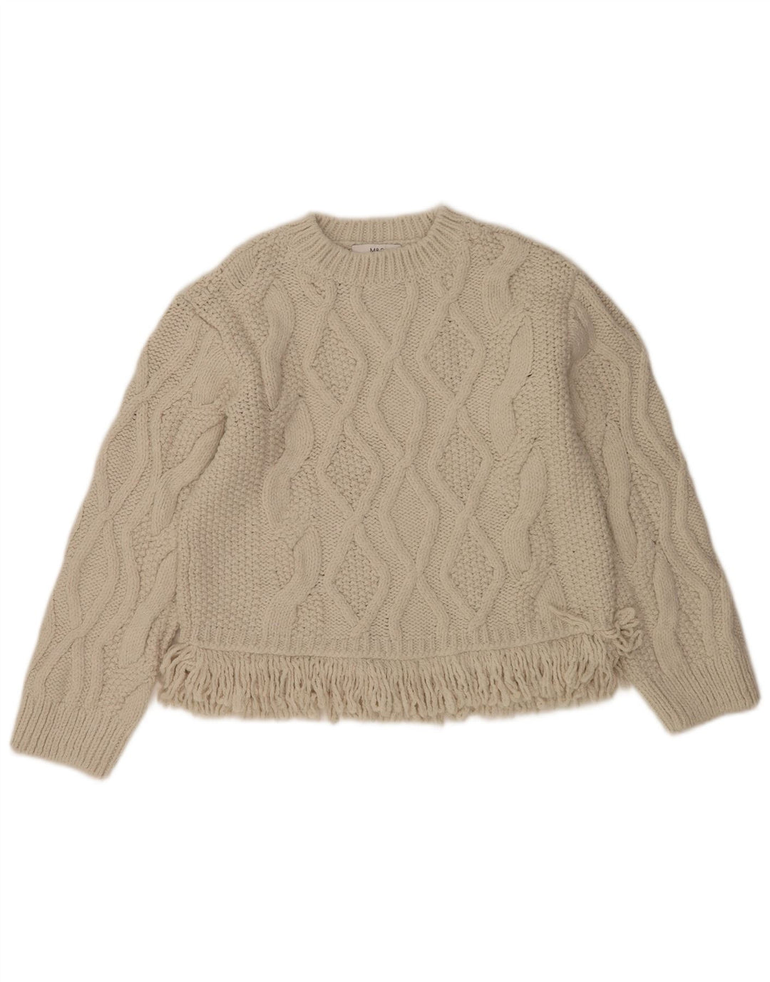 Maglione maglione oversize con scollo a barca da donna Marks & Spencer UK 10 piccolo Beige