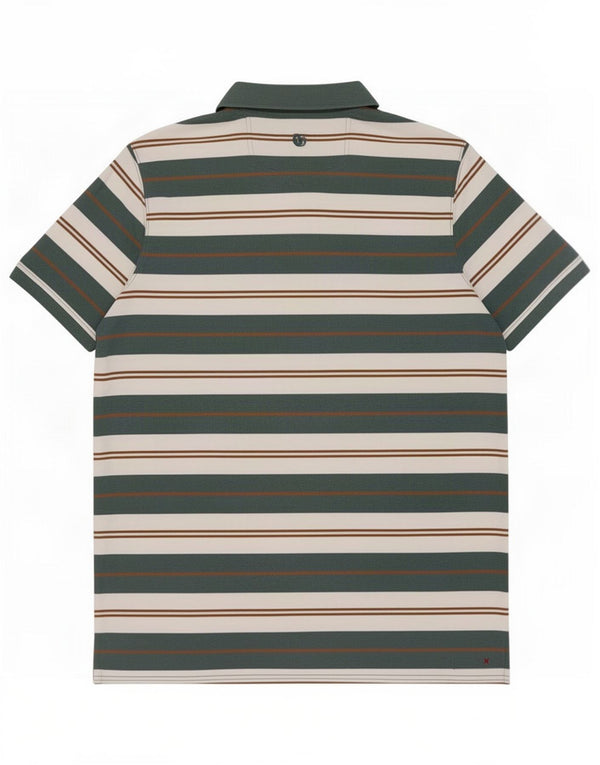 Polo da uomo Fat Face XL in cotone a righe verdi