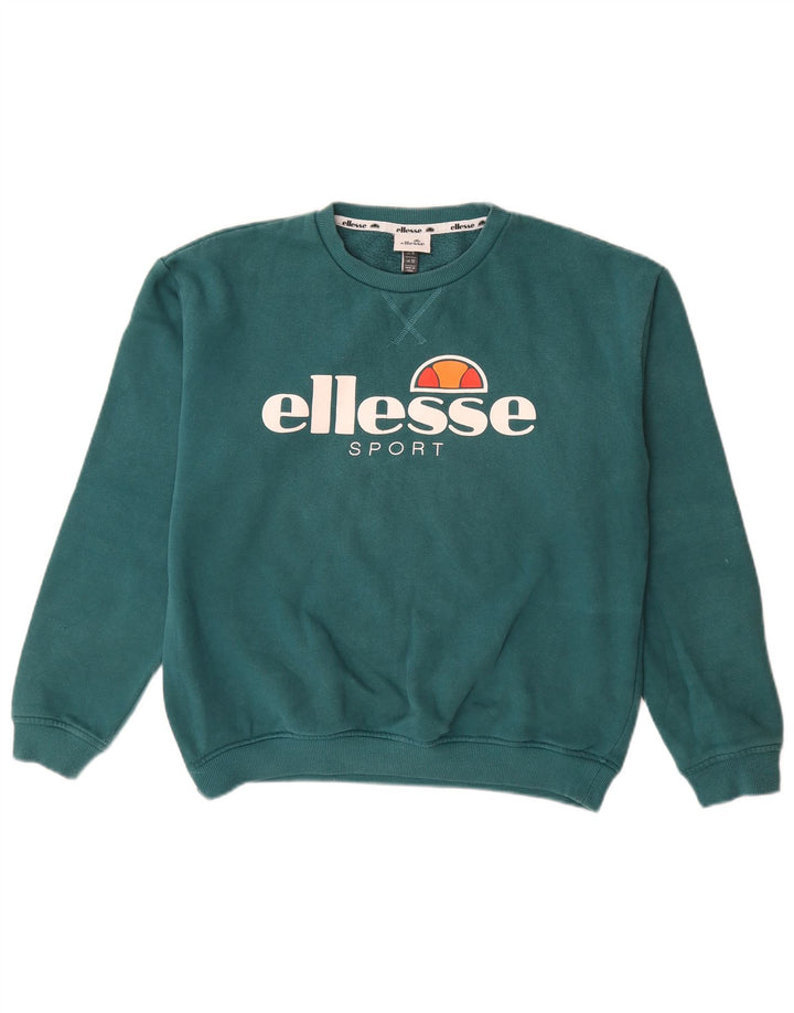 Felpa grafica da donna Ellesse Maglione UK 12 Cotone verde medio