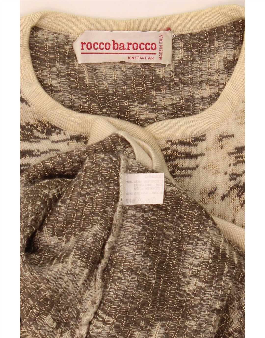 Maglione cardigan da donna con motivo astratto Roccobarocco UK 8 piccolo Beige