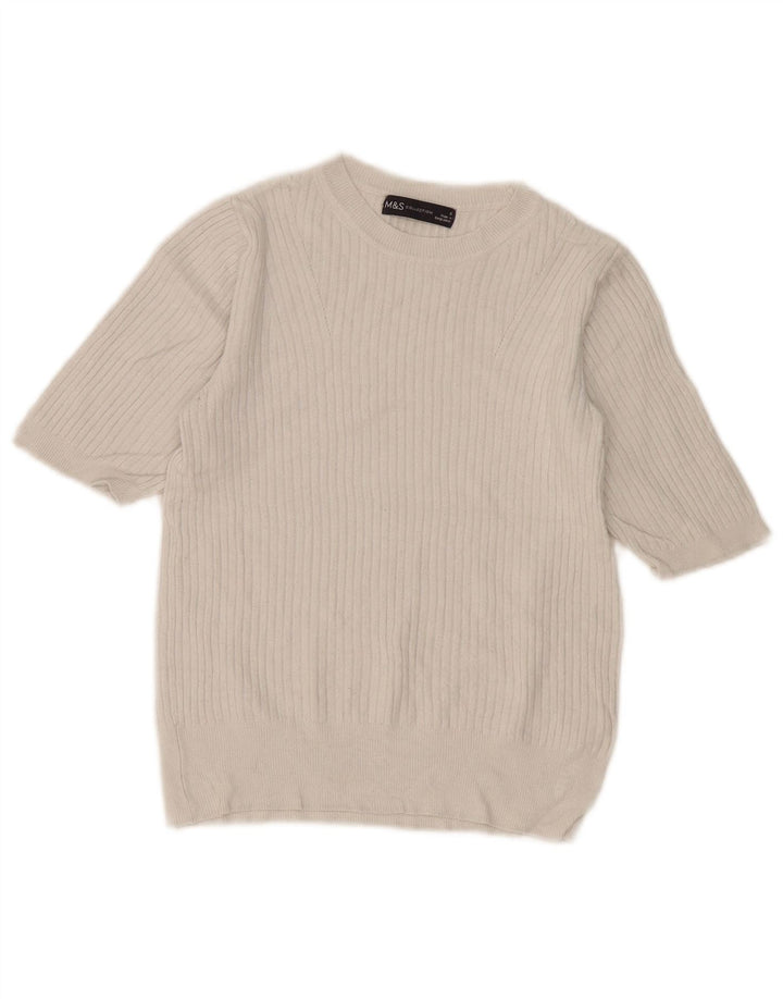 Maglione maglione con scollo a barca da donna Marks & Spencer UK 8 piccolo bianco