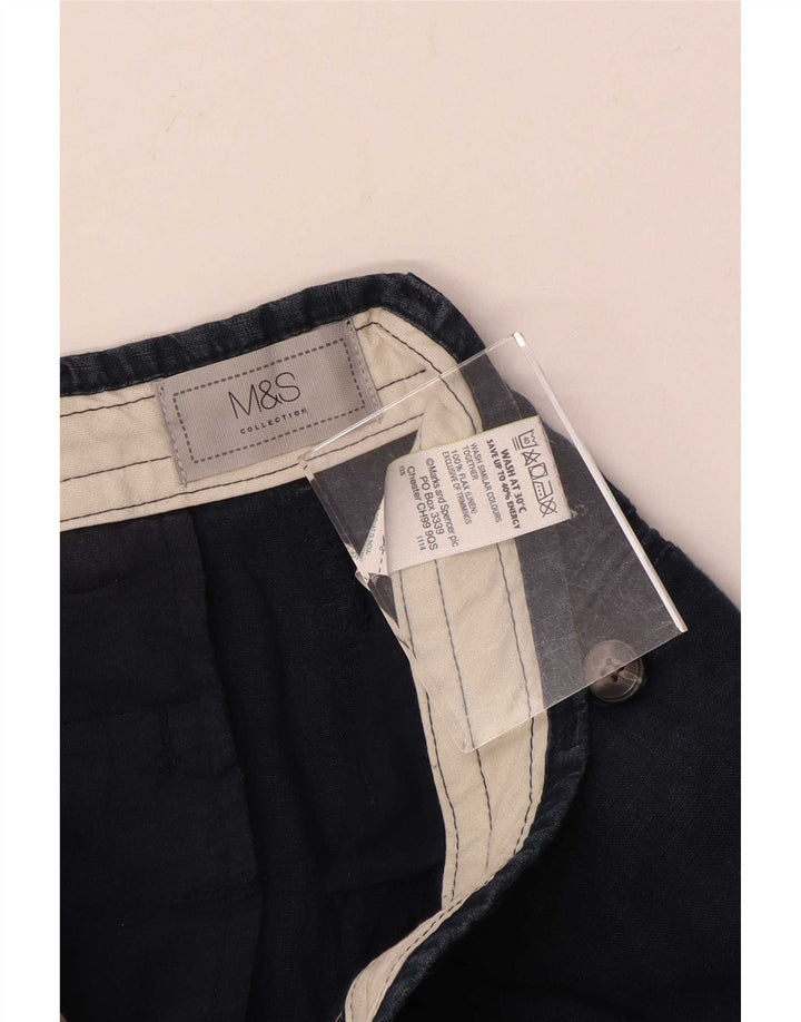 Pantaloncini chino da uomo Marks & Spencer W30 medio lino blu navy