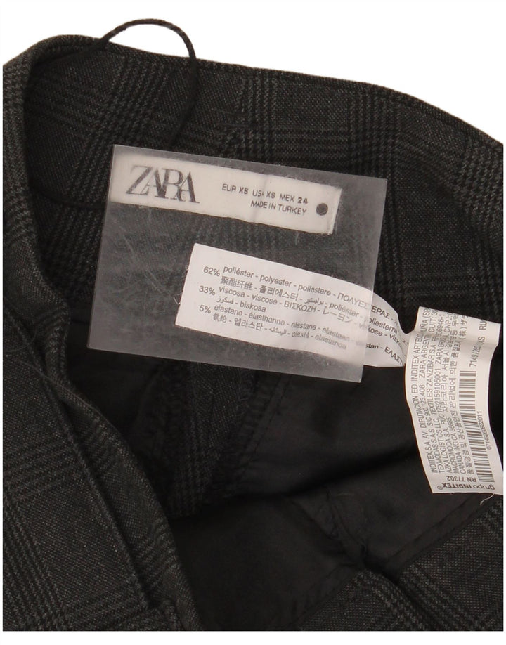 Pantaloni da abito affusolati a vita alta da donna ZARA XS W24 L26 a quadri grigi
