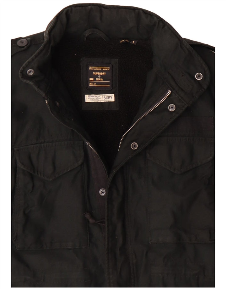 Giacca militare con cappuccio da uomo Superdry UK 40 grande poliestere nero