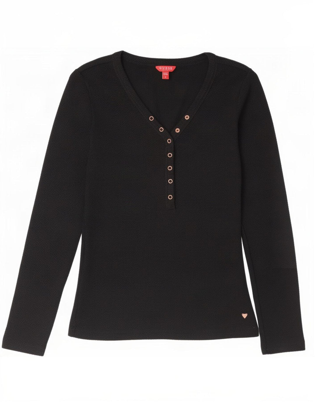 Guess Top da donna a maniche lunghe UK 12 medio cotone nero