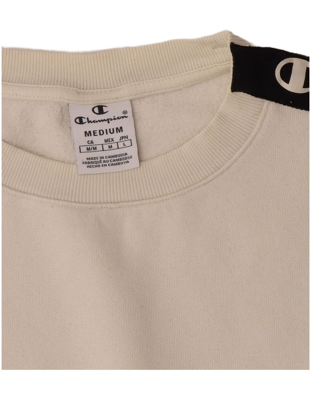 Felpa con grafica corta da donna Champion, taglia UK 14, media, bianco sporco