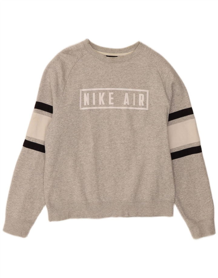 Felpa oversize con grafica Nike da donna, maglione piccolo grigio color block