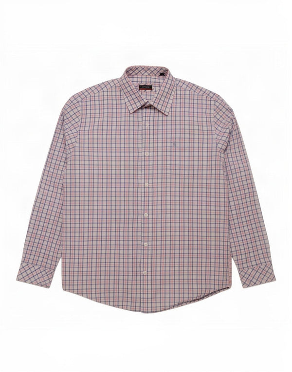 Camicia da uomo Pierre Cardin in cotone a quadri blu medio