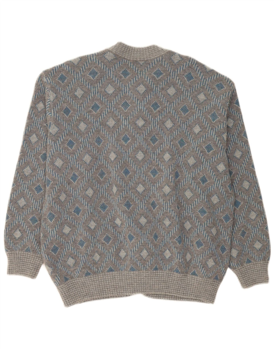 Maglione cardigan da uomo vintage XL grigio geometrico