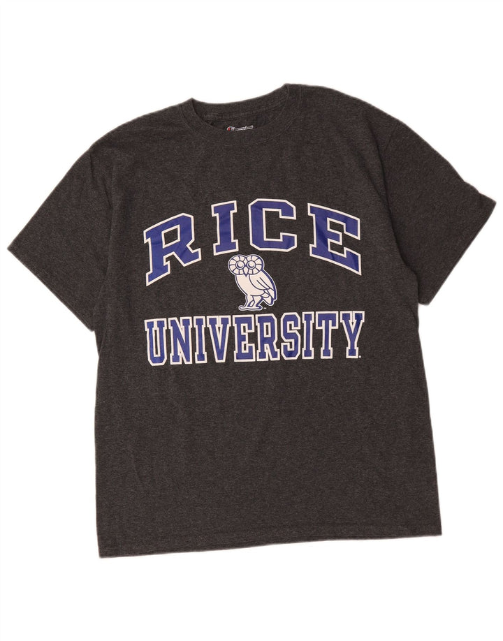 T-shirt grafica da uomo Champion Rice University Top in cotone grigio medio