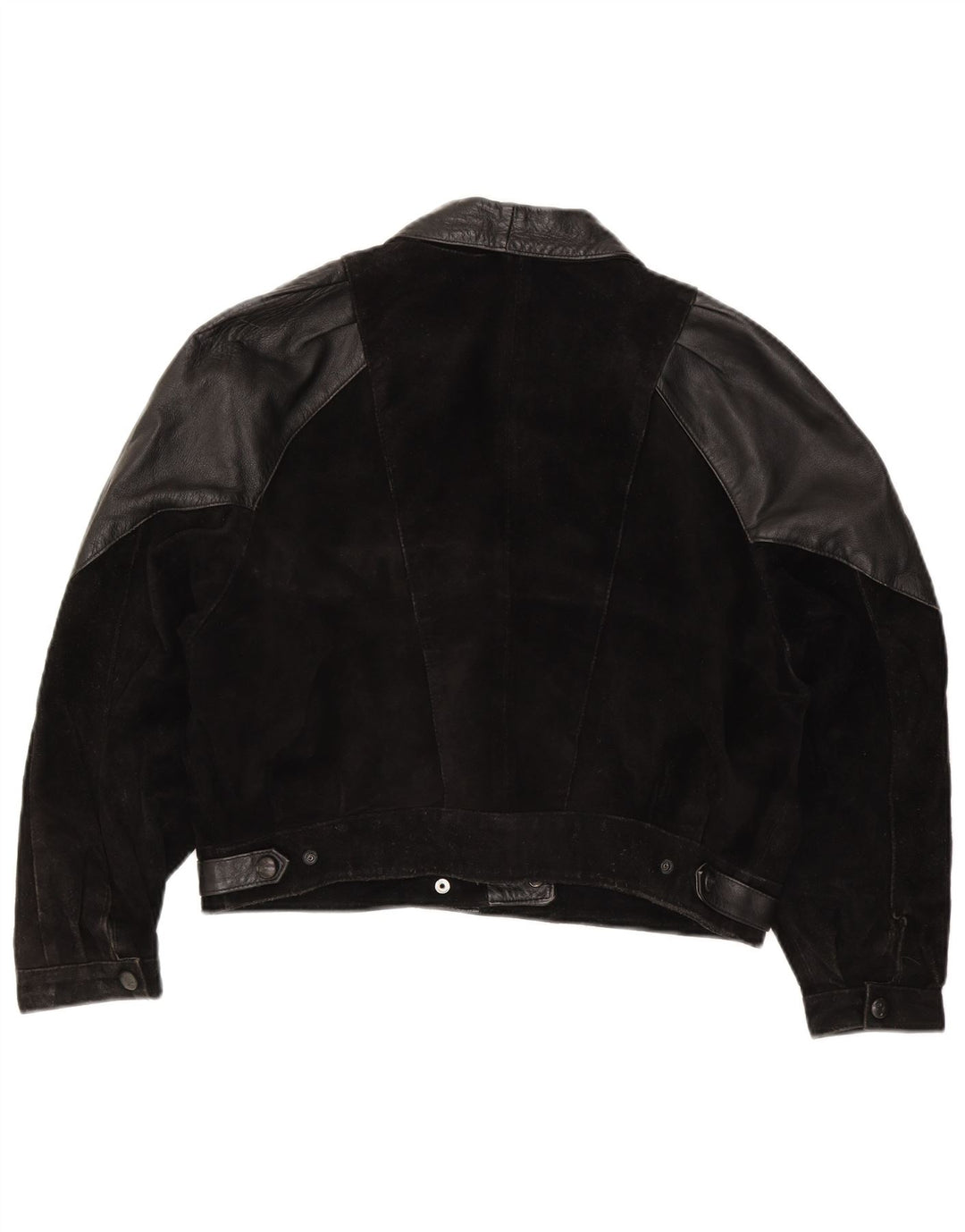 SARDAR Womens Crop Double Breasted Suede Jacket UK 18 XL Black Leather