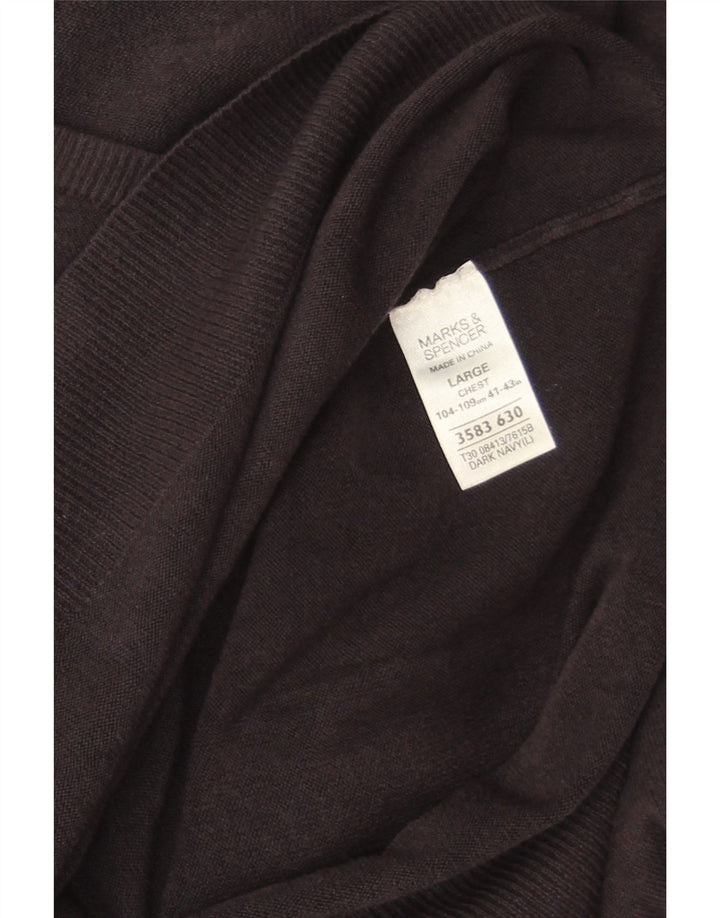 Maglione da uomo Marks & Spencer Blue Harbour con scollo a V grande blu navy