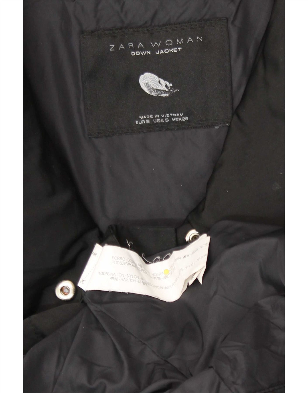 Giacca imbottita da donna Zara UK 10 piccola in nylon nero