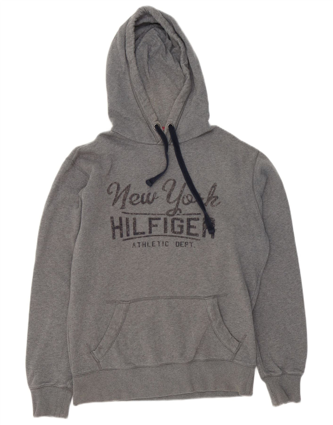 Maglione con cappuccio grafico da uomo Tommy Hilfiger in cotone grigio medio