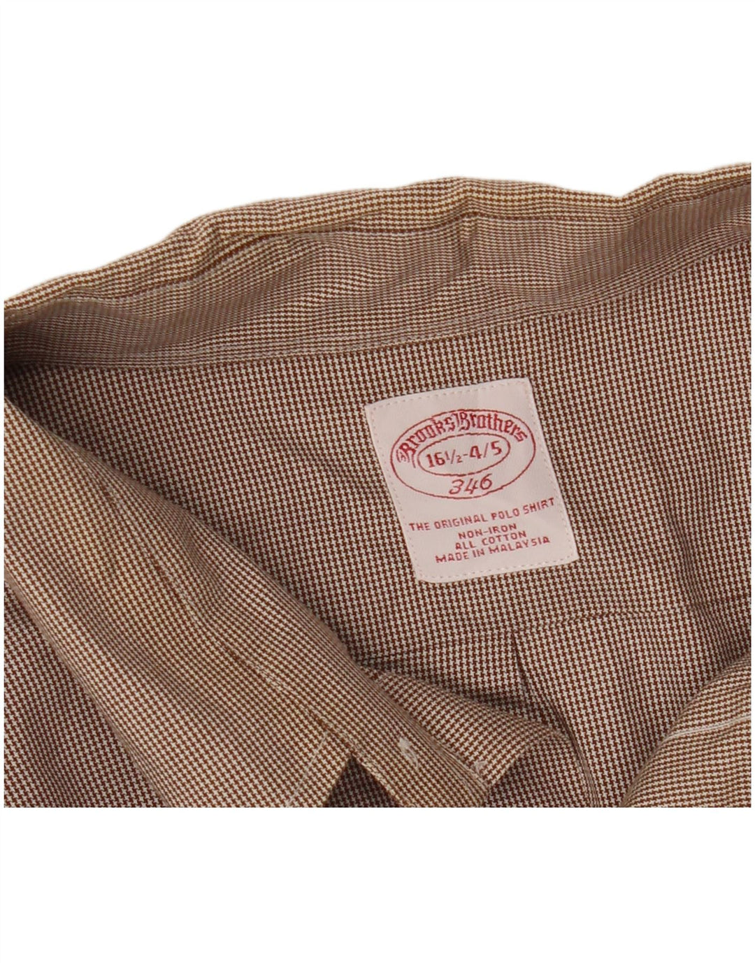 BROOKS BROTHERS Camicia da uomo taglia 16 1/2 grande pied de poule marrone
