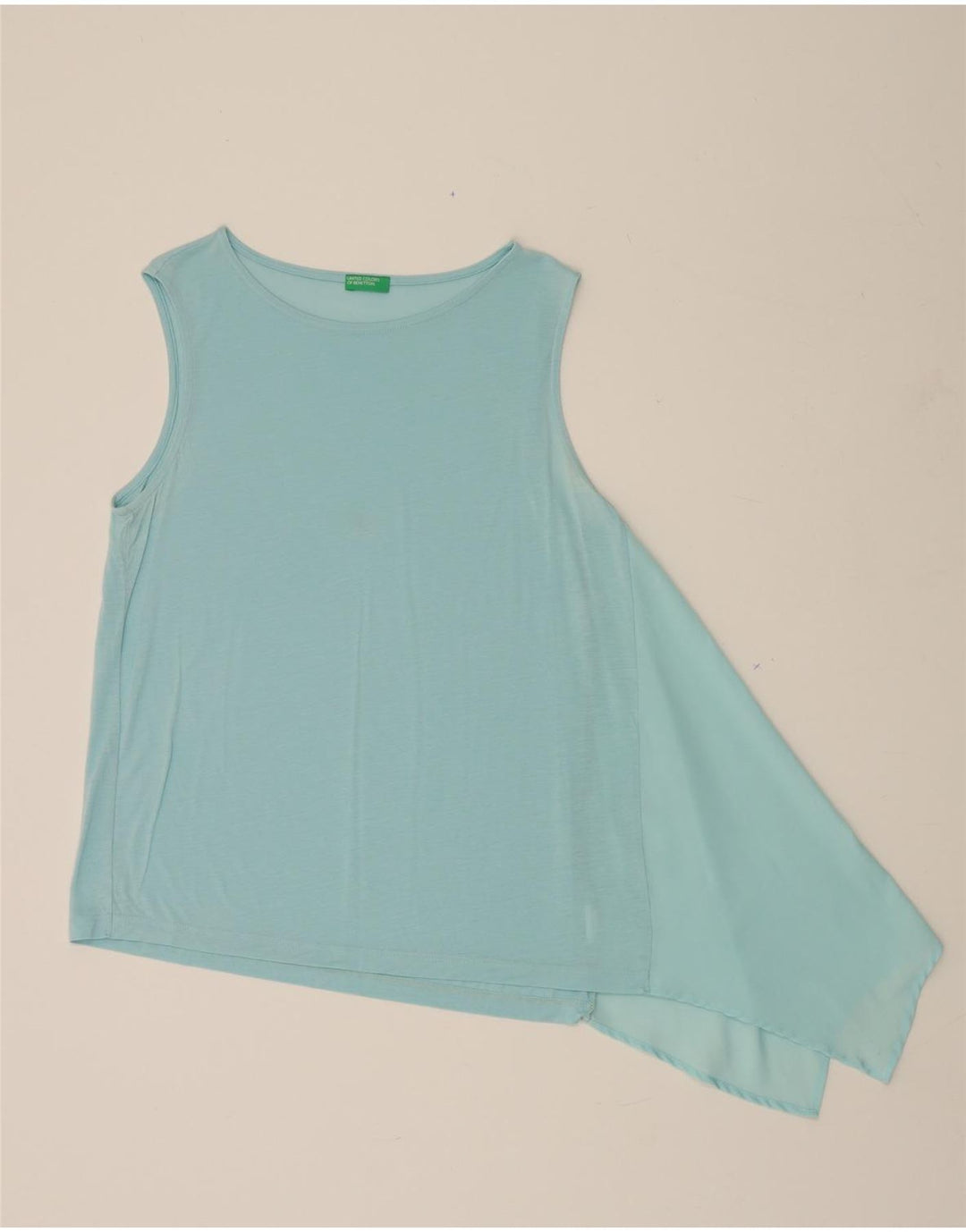 BENETTON Womens Asymmetric Sleeveless Blouse Top UK 12 Medium Turquoise Vintage Benetton and Second-Hand Benetton from Messina Hembry 