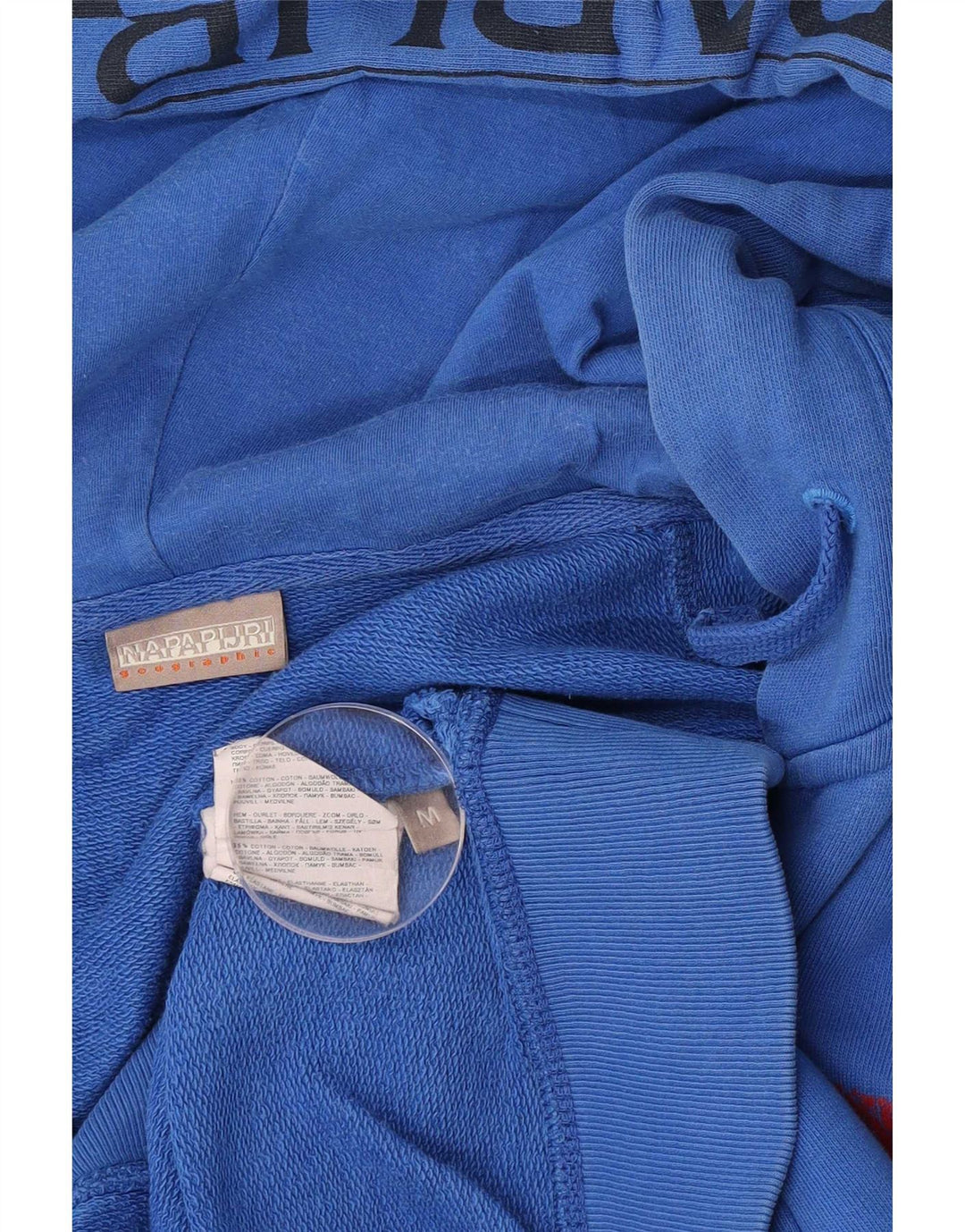 Maglione con cappuccio e zip grafica da uomo Napapijri in cotone blu medio