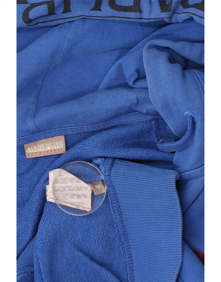 Maglione con cappuccio e zip grafica da uomo Napapijri in cotone blu medio