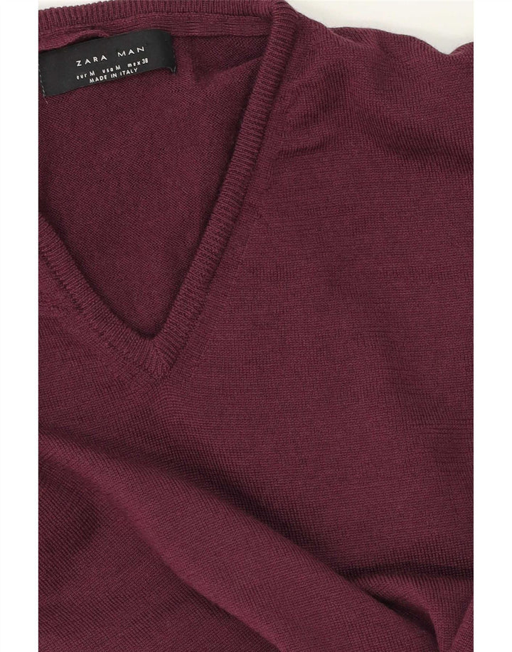 Maglione Zara da uomo con scollo a V viola medio