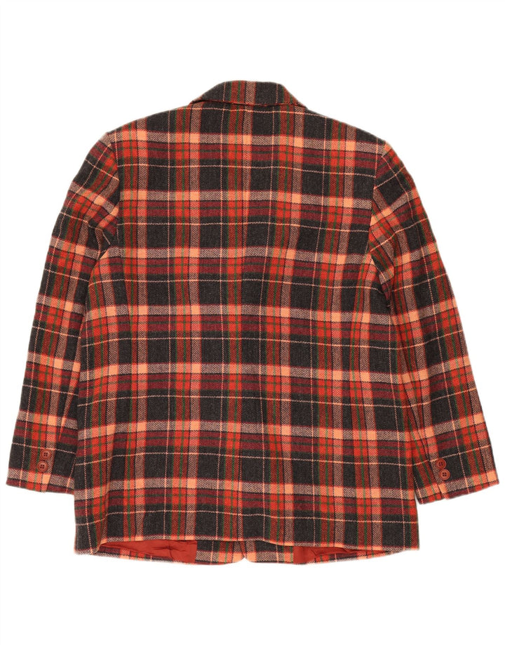 Giacca blazer da donna a 2 bottoni VINTAGE IT 47 grande quadretto multicolore