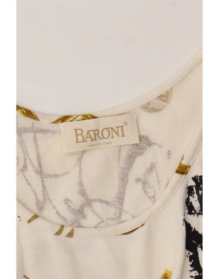 Abito tubino senza maniche grafico da donna Baroni UK 14 medio bianco sporco