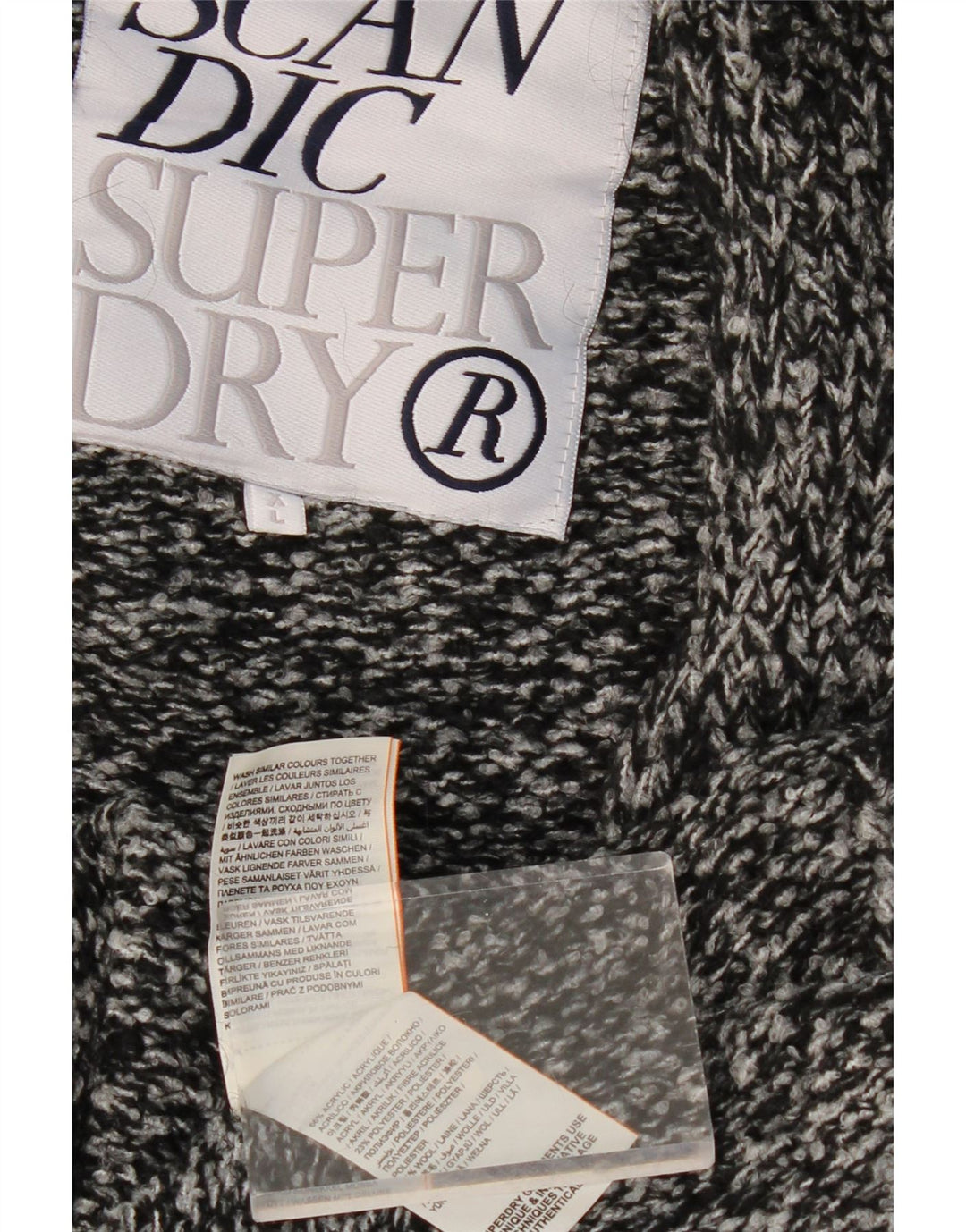 Maglione cardigan lungo oversize da donna SUPERDRY UK 18 XL grigio chiazzato