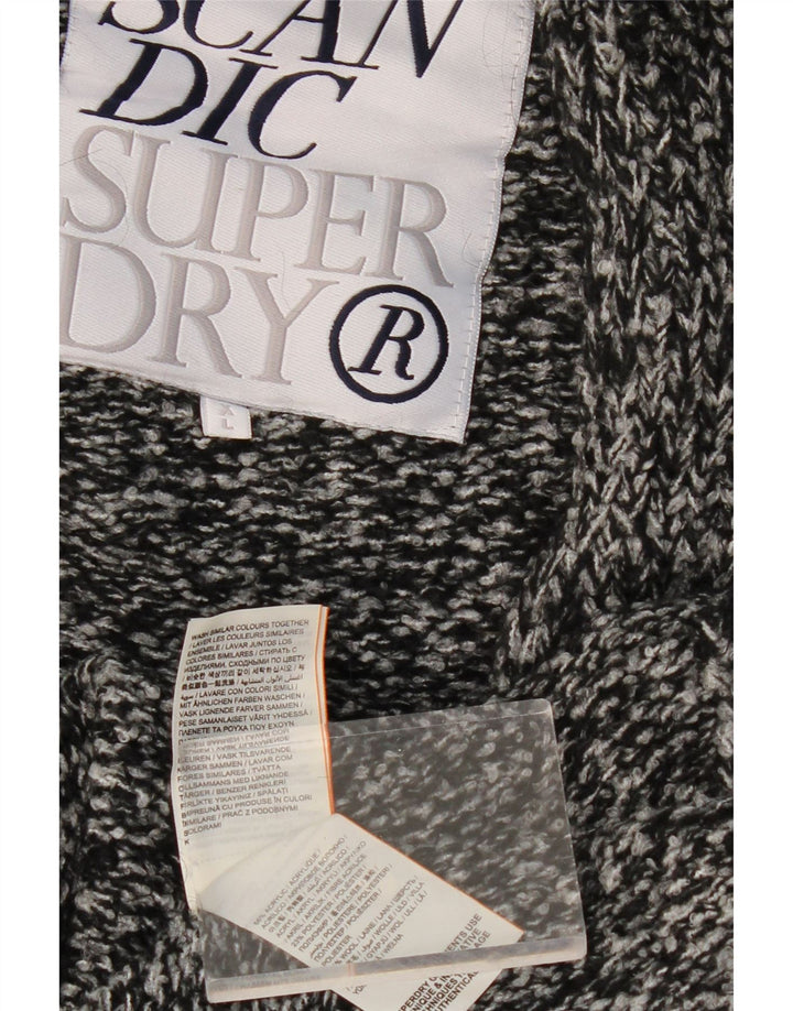 Maglione cardigan lungo oversize da donna SUPERDRY UK 18 XL grigio chiazzato