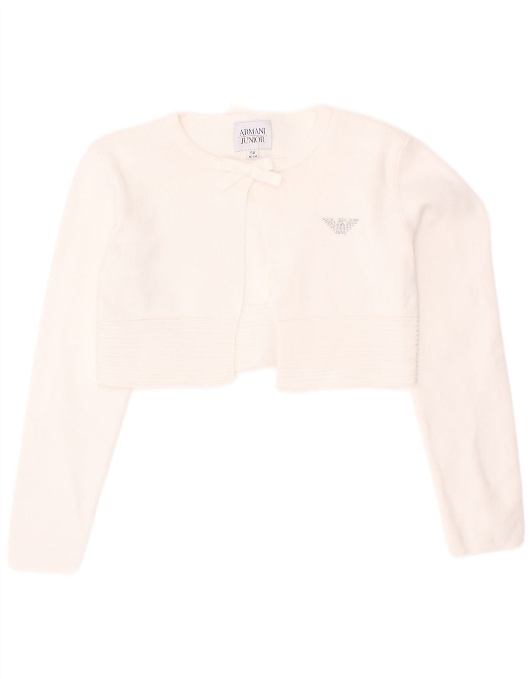 Maglione cardigan corto per bambina Armani Junior 4-5 anni bianco