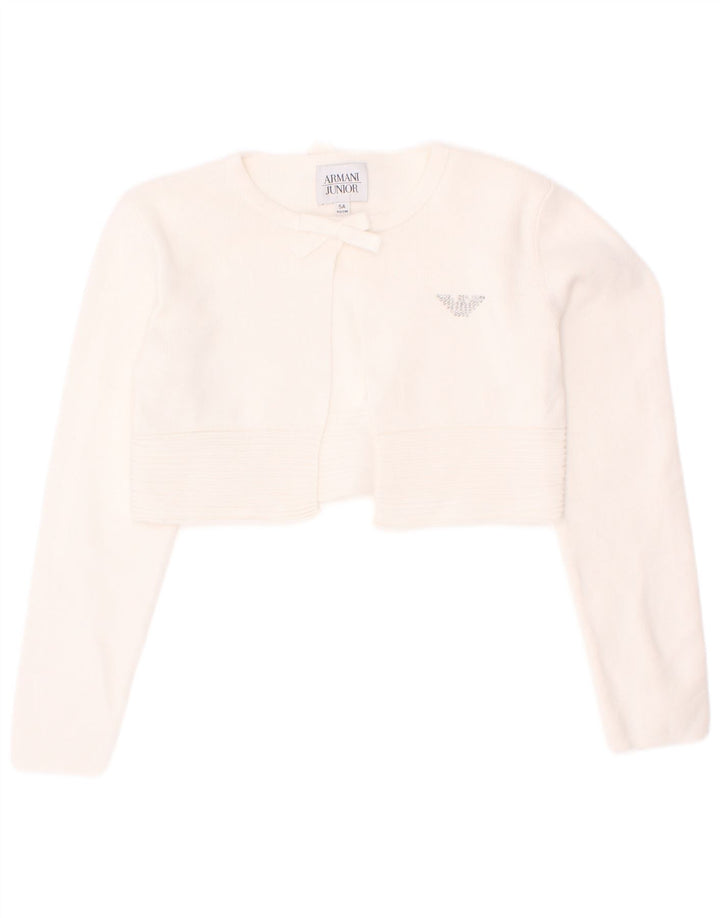 Maglione cardigan corto per bambina Armani Junior 4-5 anni bianco