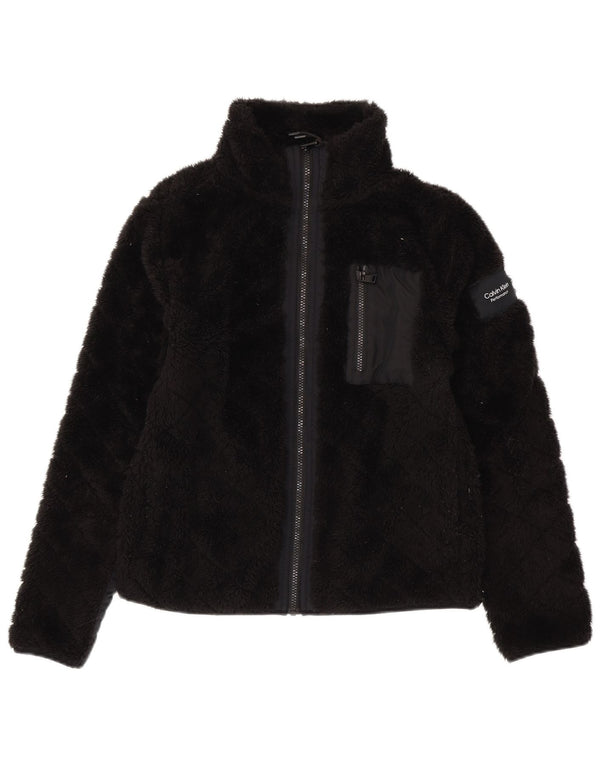 CALVIN KLEIN Giacca in pile da donna Performance UK 14 Medium Nero Poliestere