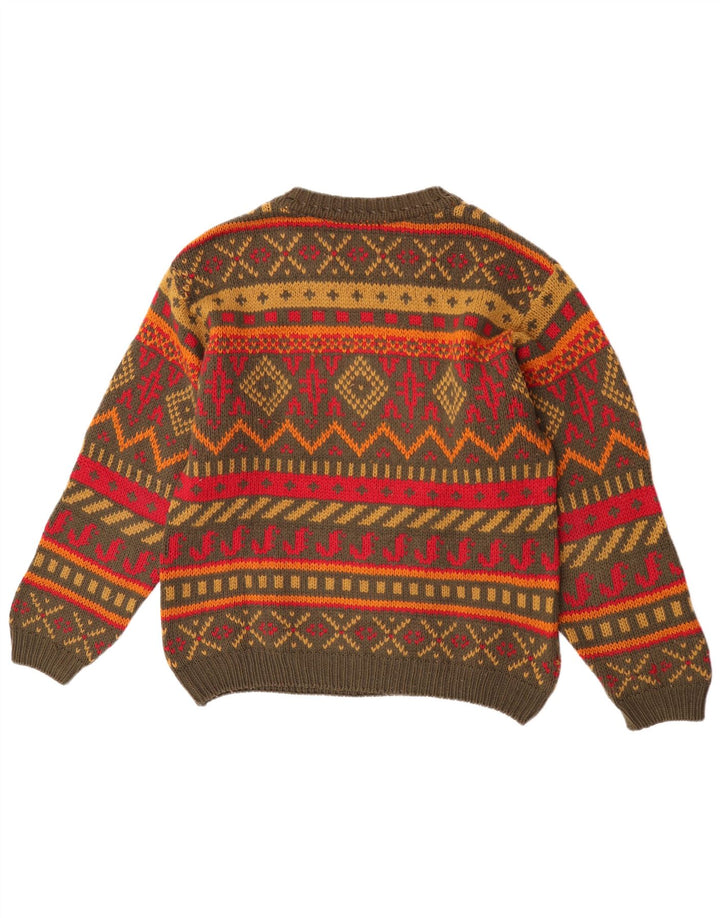 Maglione maglione girocollo da uomo Chambers in lana geometrica verde medio