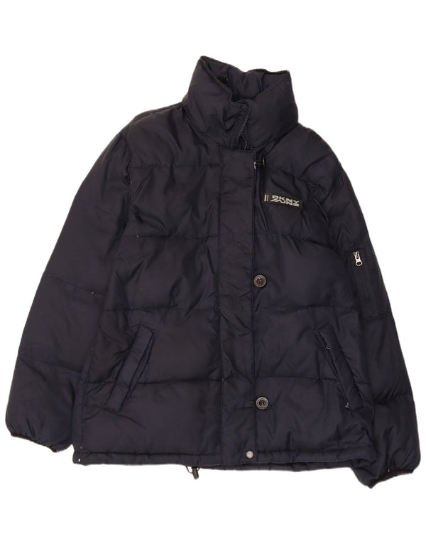 Giacca imbottita oversize da donna Dkny UK 10 piccola in nylon blu navy