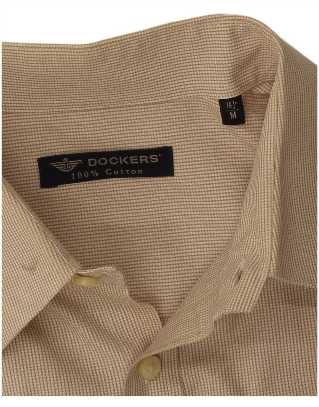 Camicia da uomo Dockers taglia 16 1/2 cotone pied de poule beige medio