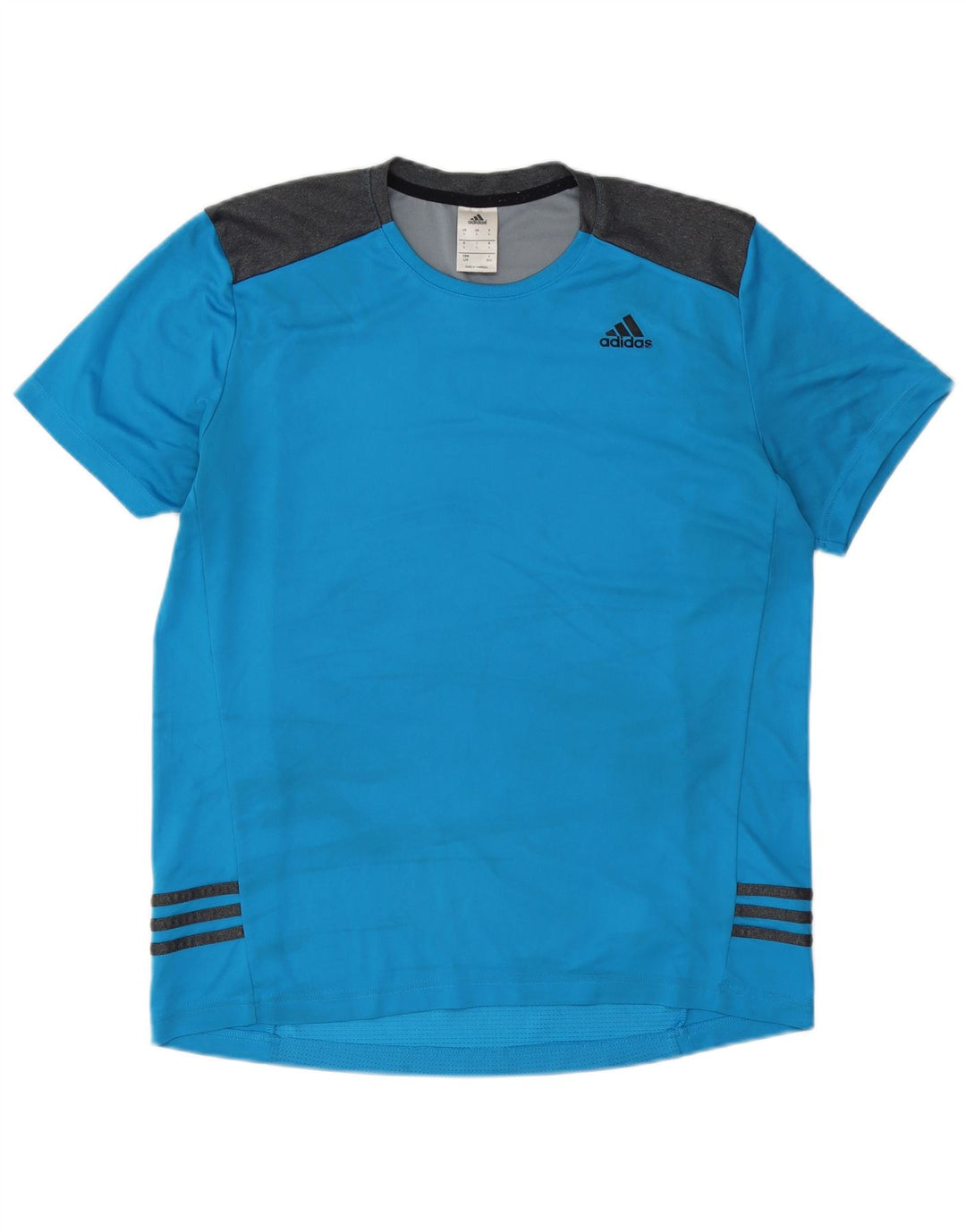 T-shirt da uomo Adidas Top Large blu in poliestere color block