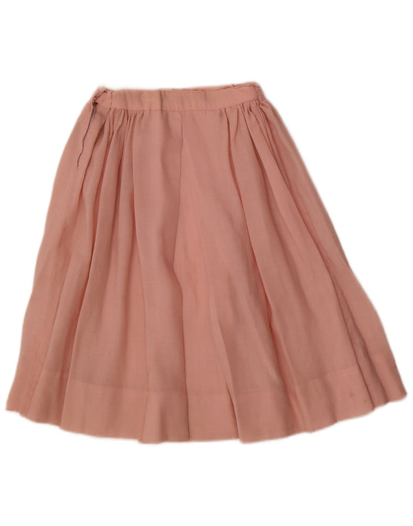 Gonna a trapezio pieghettata da donna vintage W20 2XS rosa floreale