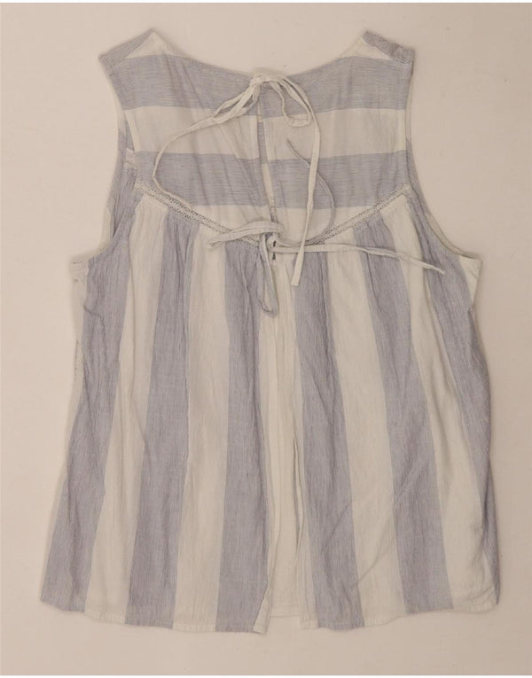 Camicetta senza maniche da donna Fat Face Top UK 16 Cotone a righe grandi blu