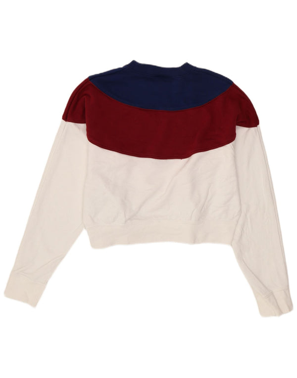 Felpa corta da donna Nike UK 14 cotone color block bianco medio