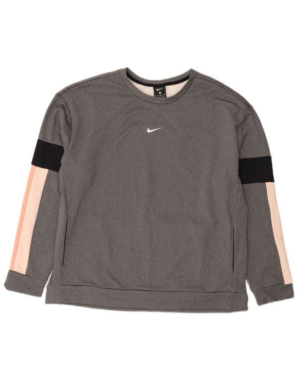 Felpa Nike da uomo in poliestere color block grigio medio