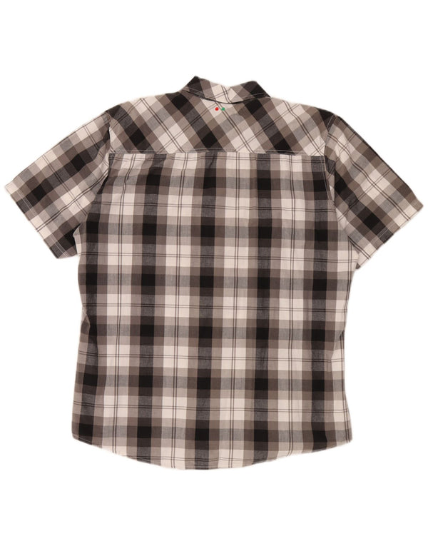 Camicia a maniche corte da uomo Kickers XL in cotone a quadri grigi