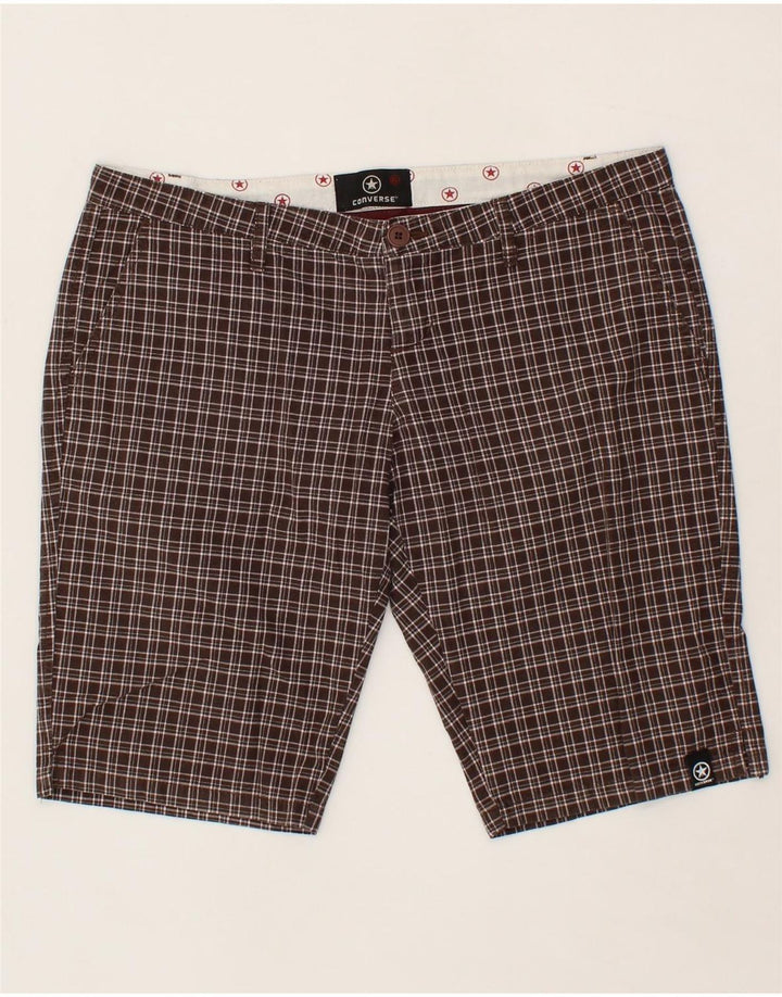 CONVERSE Womens Chino Shorts XL W34 Brown Check Cotton Vintage Converse and Second-Hand Converse from Messina Hembry 